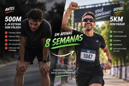 Antes 500m sem fôlego vs Depois 5km sem parar em 8 semanas
